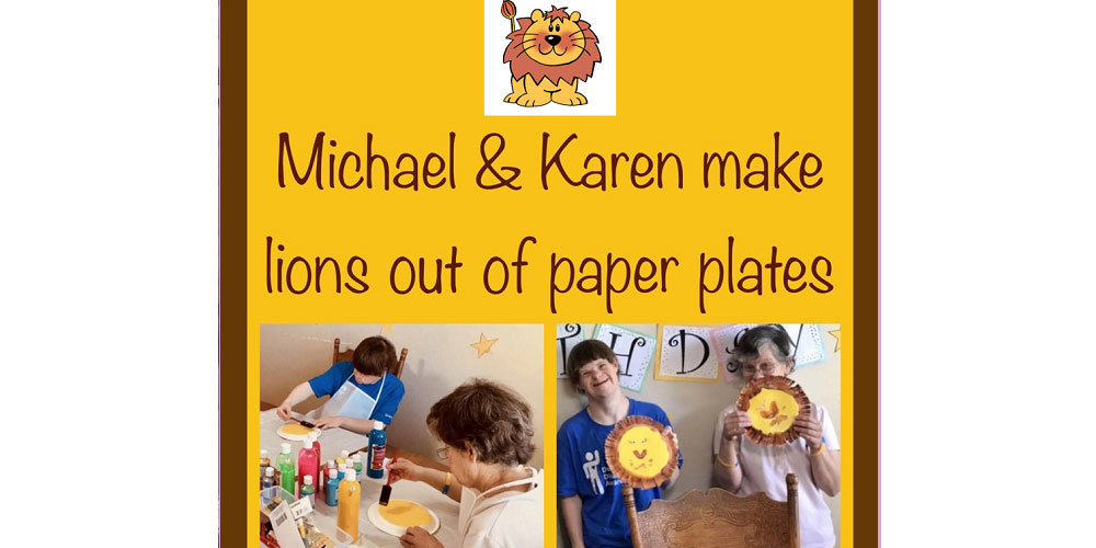 Here's Michael and Karen making lions out of paper plates